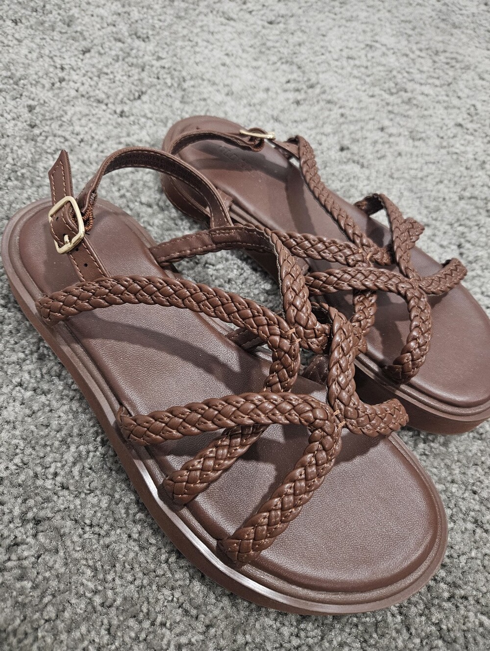 Braided Brown Sandals, 7